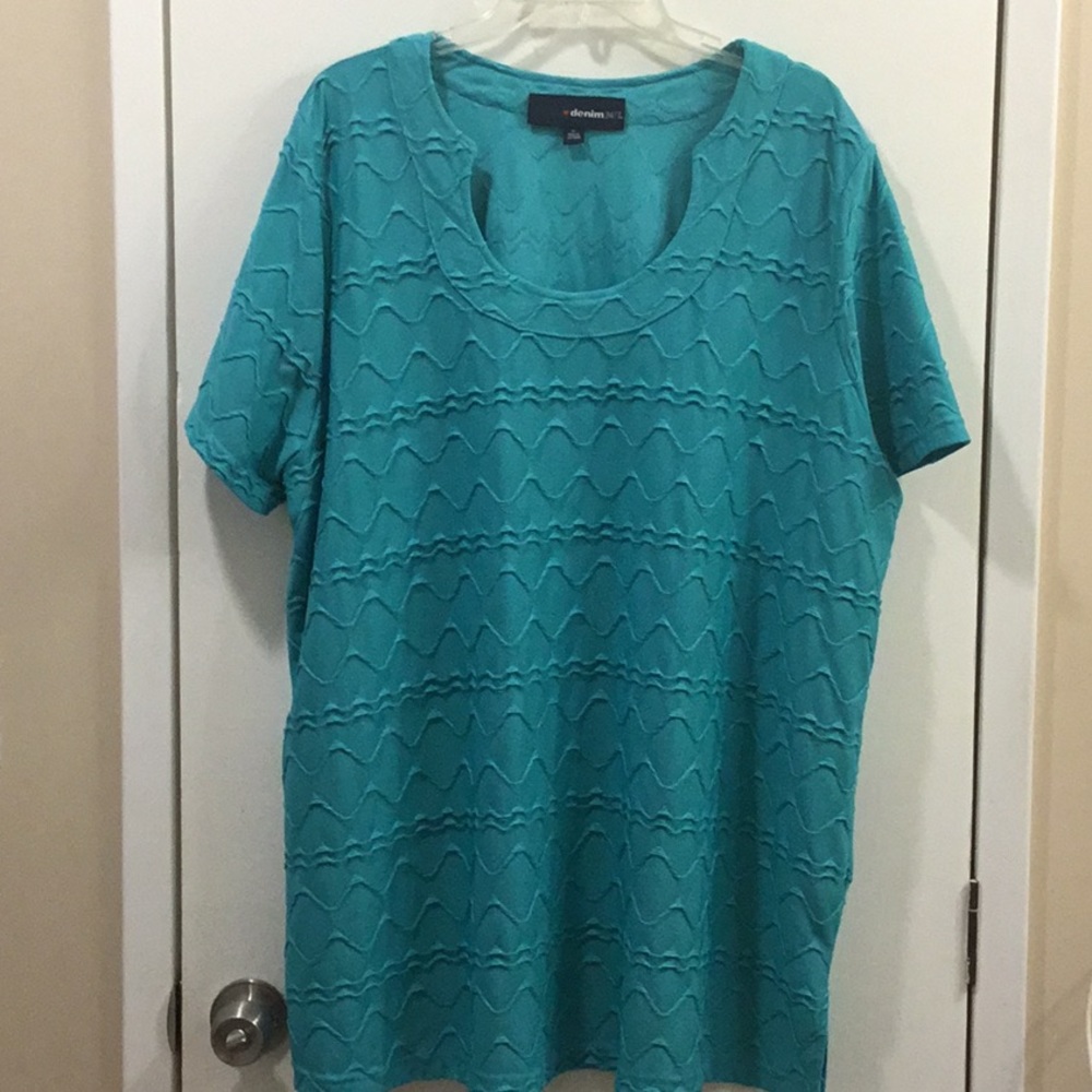 Denim 24/7 Teal Top Plus Size 1X